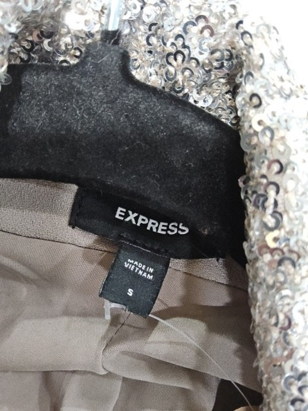 Express Silver Sequin Flare Pants with Matching Jacket - Picture 3 of 3
